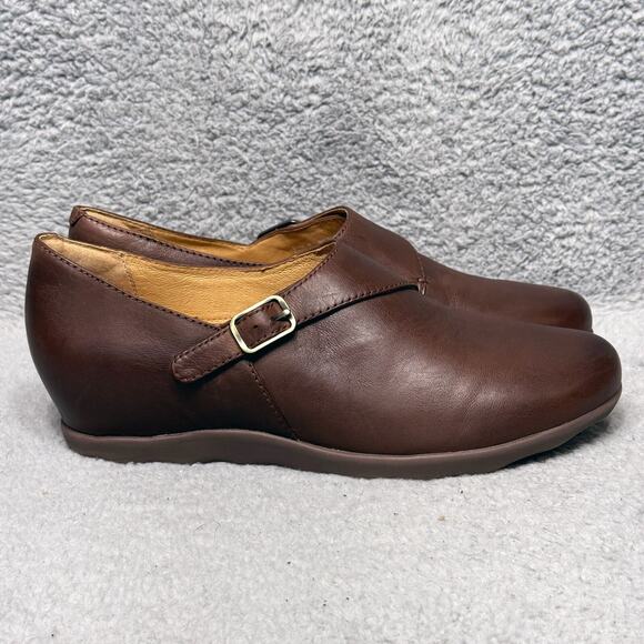 Dansko Marisa Womens Size 41 US 10.5-11 Oxford Flat Shoes Brown Hidden Wedge - Picture 1 of 9